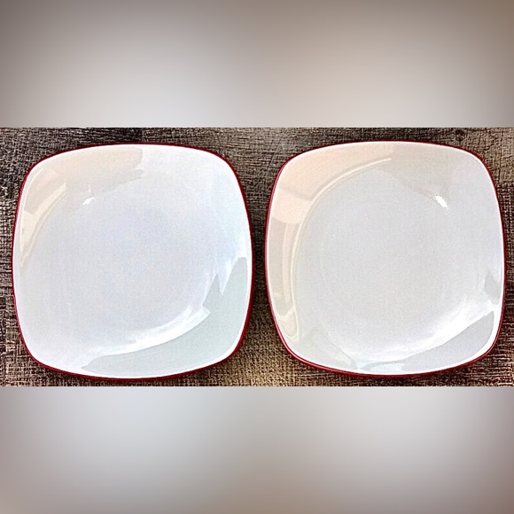 Set of 2 NORITAKE STONEWARE COLORWAVE Raspberry 8034 8.5" Square Salad Plates - Picture 10 of 10